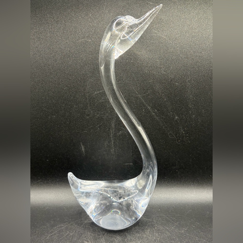 Price Products Vintage Clear Glass Long Neck Swan Figure Figurine Paperweight